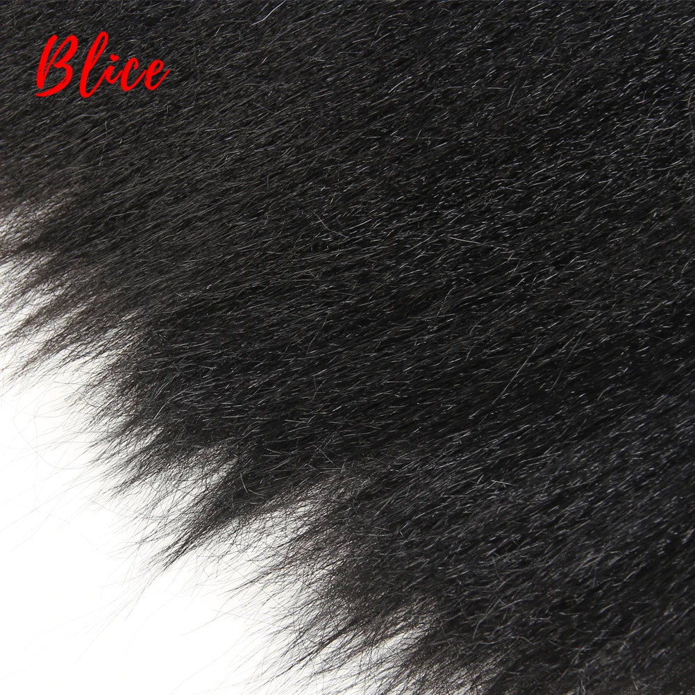 Blice Synthetic Hair Extensions Kinky Straight Weaving 12-30Inch  Natural Black Hair Bundles For Women All Color Available 1Pcs