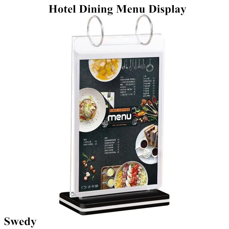 A4 Pagina Draaien Tafel Acryl Teken Houders Display Stand Voor Restaurant Menu Papier Kaarthouder Poster Label Frame