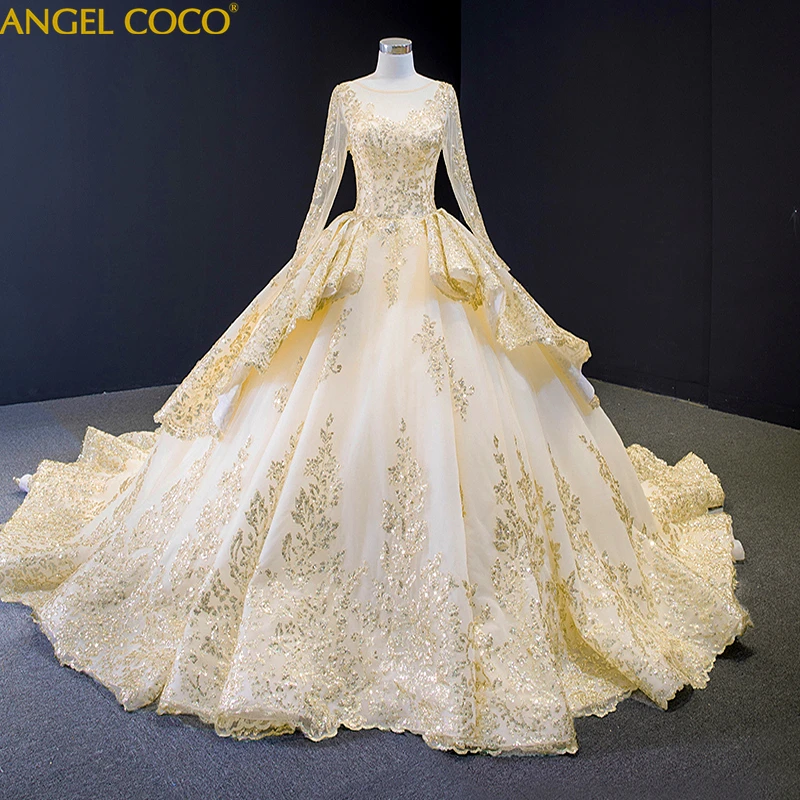 

Luxury Golden Sweetheart Wedding Dress Maternity Dresses Train Plus Size Wedding Gowns Bridal Tulle Mariage Vestido De Casamento