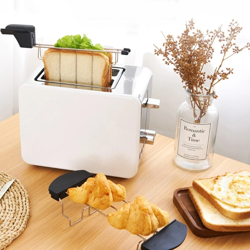 Foldable Bread Warming Rack Stainless Steel Sandwich Holder Cage Anti-scalding Handle Toaster Accessory Kitchen Utensils