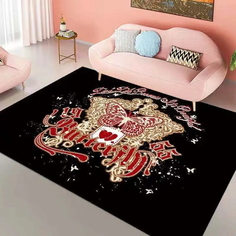 Nordic style 3D Printed Carpet Skull Guitar Pattern Carpets for living room Bedroom Area Rug Soft Flannel Home kitchen Floor Mat