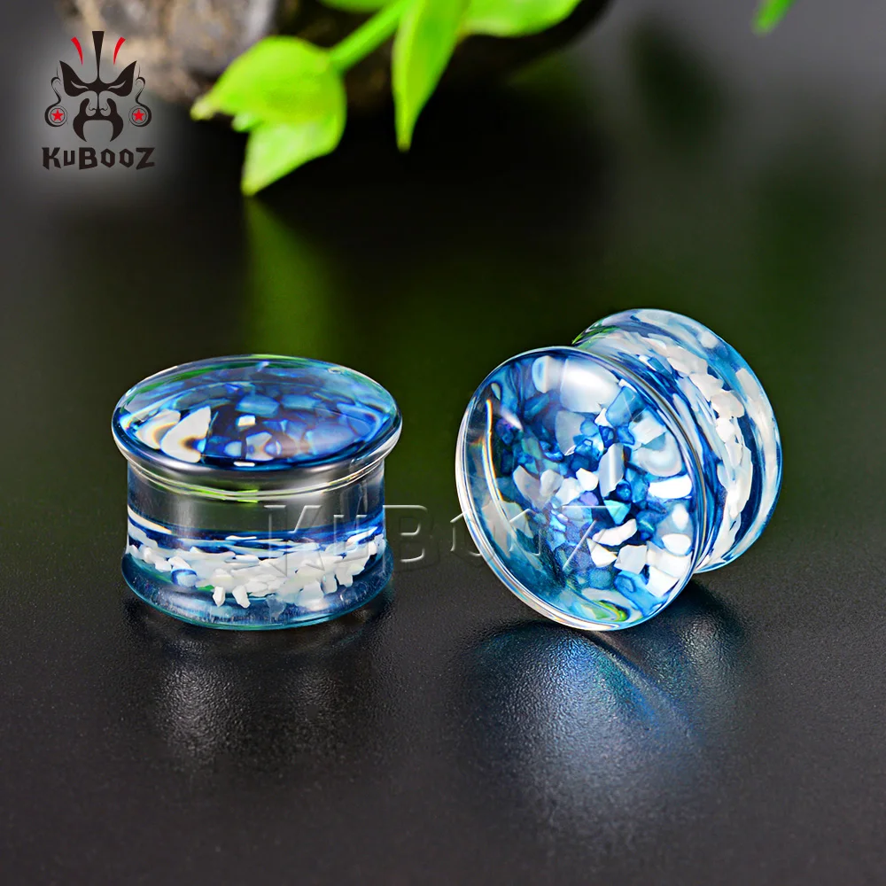 KUBOOZ New Popular Fashion Shell Acrylic Ear Piercing Plugs Stretchers Body Jewelry Earring Tunnels Gauges Expanders One Pair