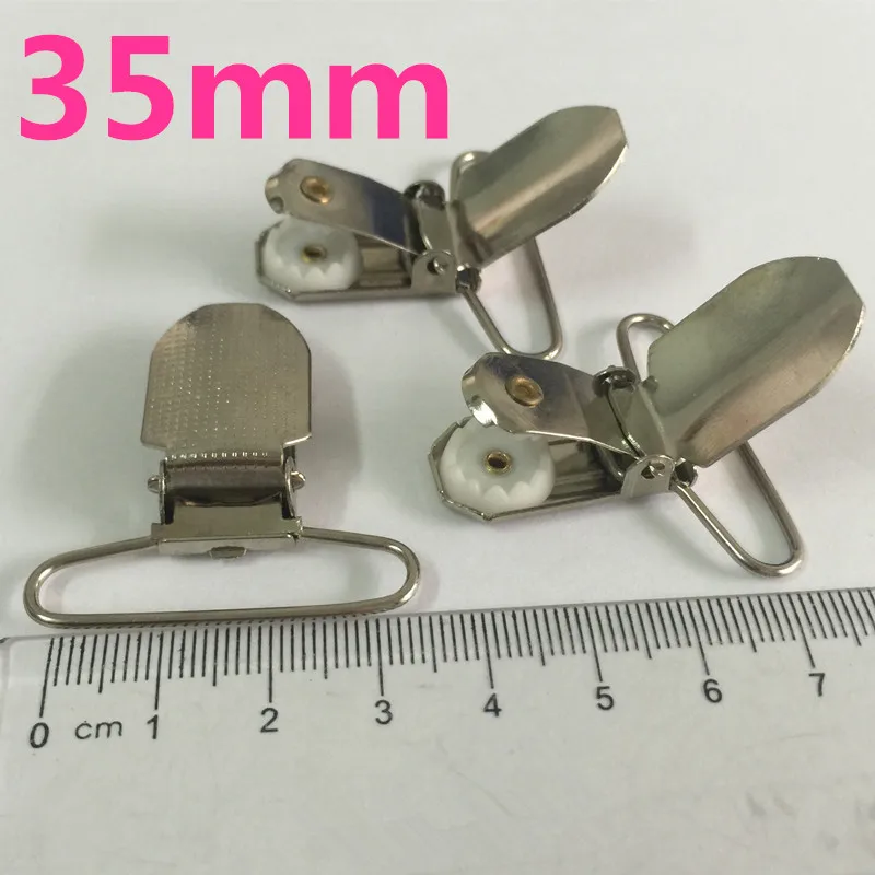 100pcs 35MM Pitted Face Metal Suspender Paci Pacifier Clips Ribbon Craft Sewing Tool Garment Accessories Silve Clips Lead