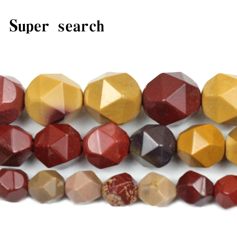 Natural Faceted Mookaite Egg Yolk Stone Spacers Loose Beads DIY Charms Bracelet Earrings for Jewelry Making 14\