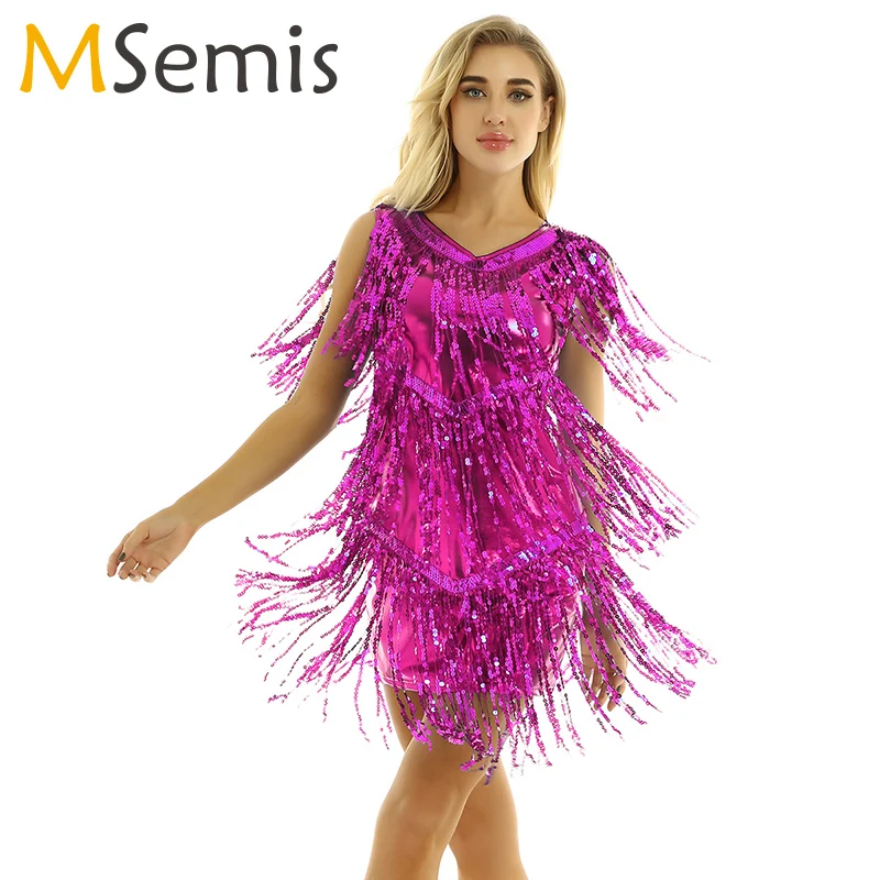 Vestido de baile latino para mujer, traje Sexy con flecos y lentejuelas para Salsa, Tango, Cha, Cha, Rumba, Samba, Rave