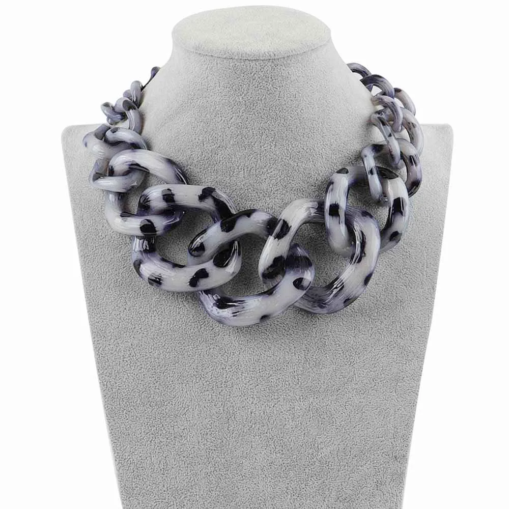 New Fshion Acrylic Big Choker Necklace For Women Statement Resin Long Collar Link Chains Pendant Necklaces Vintage Jewelry Gifts