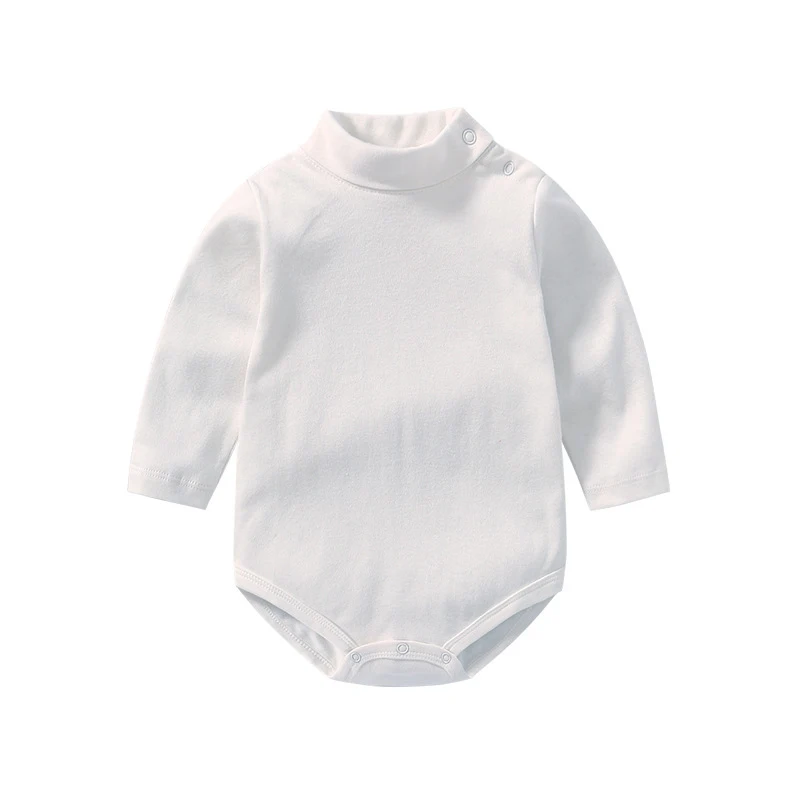 0-3 Yrs Baby Infant Clothing Turtle Neck Cotton Rompers Solid Color Newborn Boys Girls Autumn Winter Long Sleeve Jumpsuit Tops