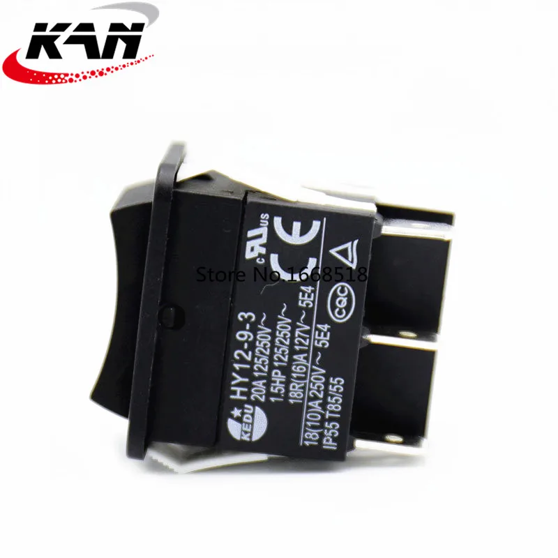 1pcs KEDU HY12-9-3 6 Pins Push Button On Off On Rocker Switch Pushbutton Switches for Electric Power Tools 125/250V 18/20A