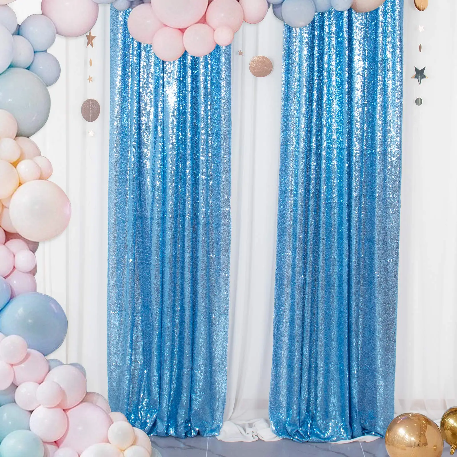 2FTx8FT Silver Sequin Curtain Wedding Party Backdrop Photography Background Christmas Sequin Panels