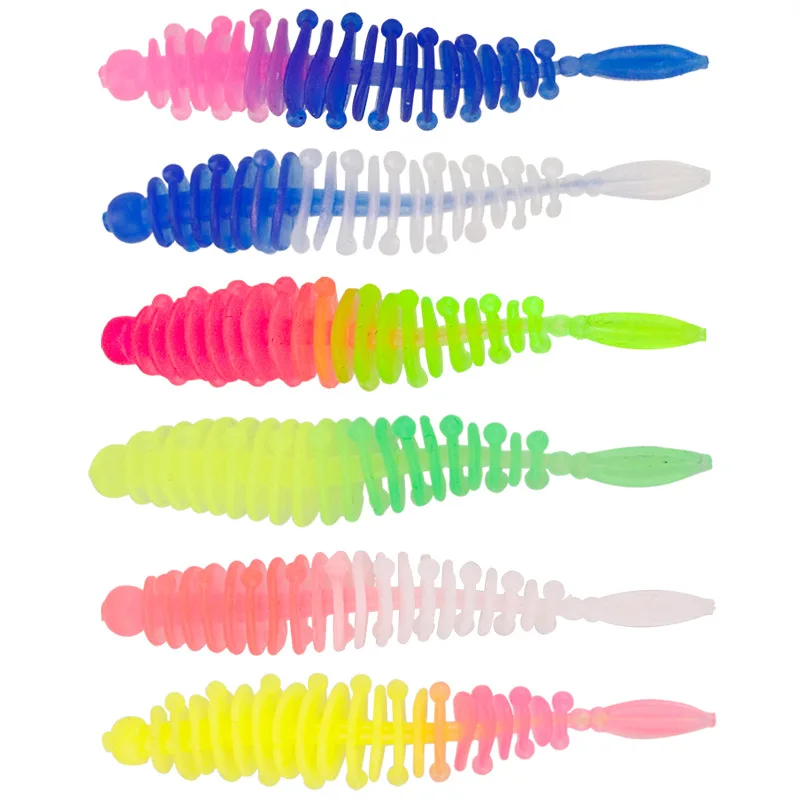 Fishing Lure Double Color Soft Bait Needle Tail Grub 5.5cm/1.2g Topwater Screw Body Worm Lot 6 Pieces Sale