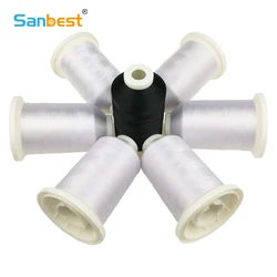 Sanbest 5000M Polyester Embroidery Thread Solid Black White Sewing Thread Machine High Quality High Tenacity Threads 120D/2 DIY