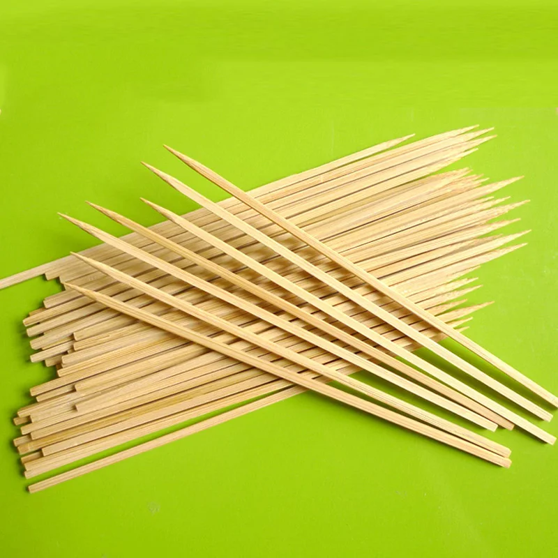 18cm*3mm Square Bamboo Skewers Small Wood BBQ Grill Skewer Disposable Food Candy Apple Stick Fruit BBQ Tools  BBQ Accessories