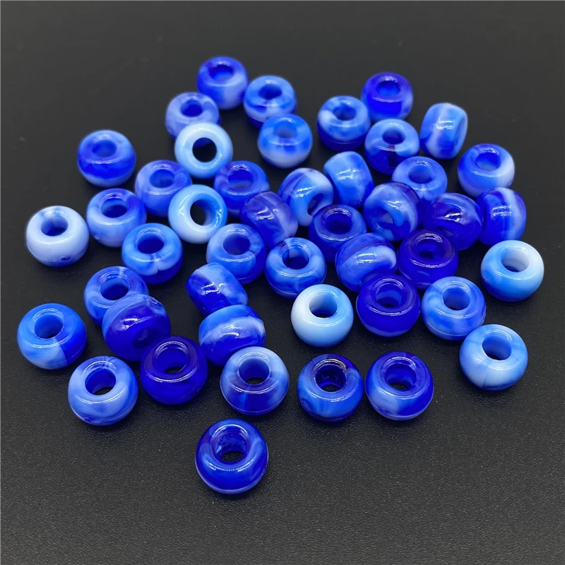 50pcs 6x9mm Big Hole Acrylic Beads Hair  Loose Spacer  for Jewelry Making Necklaces Earrings Bracelets Handmade Diy