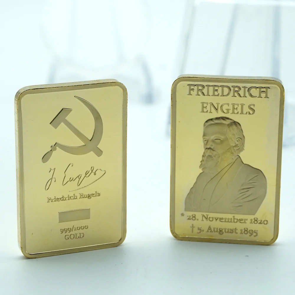 100pcs 1 oz 24K German Iron Cross Bullion Bar Great Thinker Friedrich Engels Gold Plated Bar Souvenir Coin