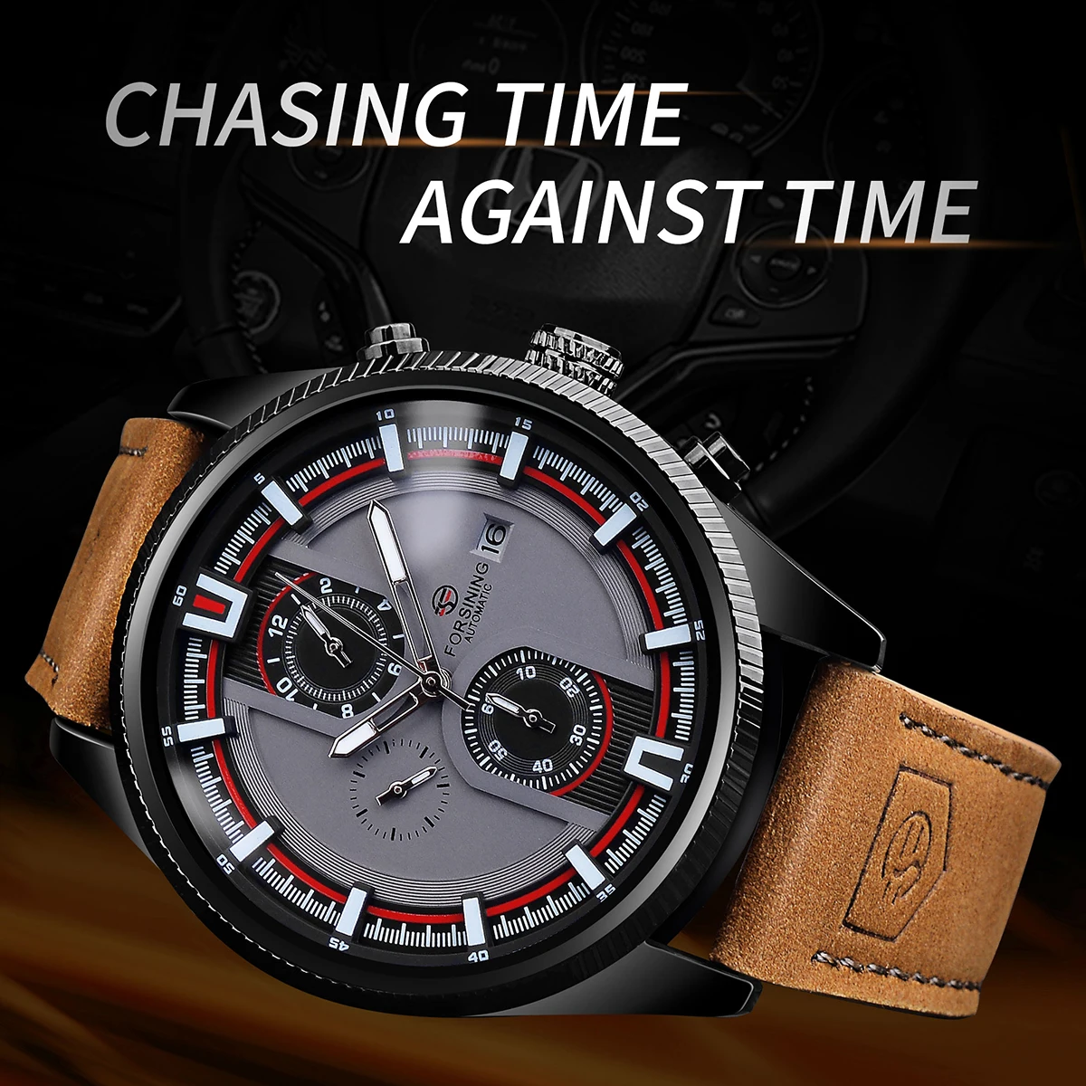 Forsining Sport Military Watch Automatic Genuine Leather Mechanical Watches Calendar Classic Men Outdoor Wristwatch 3bar Clock