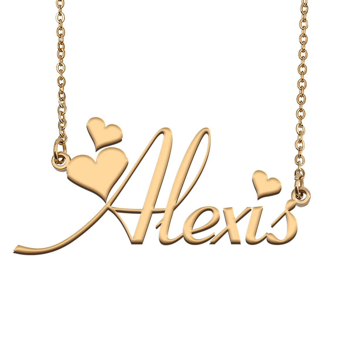 Alexis Name Necklace Personalised Stainless Steel for Women Choker Gold Plated Alphabet Letter Pendant Jewelry Friends Gift