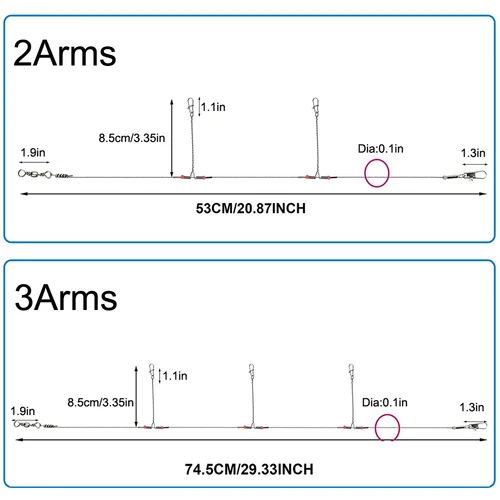 Imagen 2 del producto Shaddock-aparejo de alambre de pesca de acero inoxidable, accesorios de aparejos con broches giratorios, brazos de cuentas, 24 unids/lote por bolsa