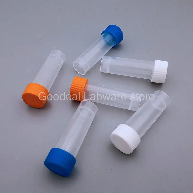 50pcs/100pcs/200pcs/300pcs/400pcs/pack 5ml PP Cryo Freezing Tube, Cold Storage Vial Cryovial Plastic Test Tubes