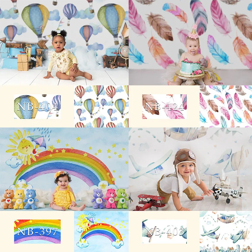 Newborn Photography Backdrop Birthday Rainbow Balloons Baby Photographic Background Photo Studio Backdrops Photo Prop