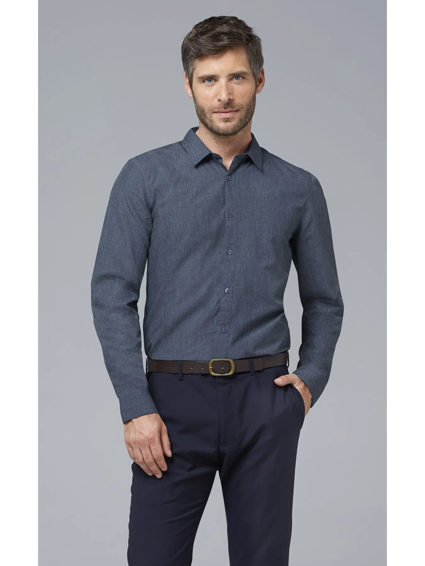 BARNET FASHION MEN-MEN's long sleeve poplin shirt