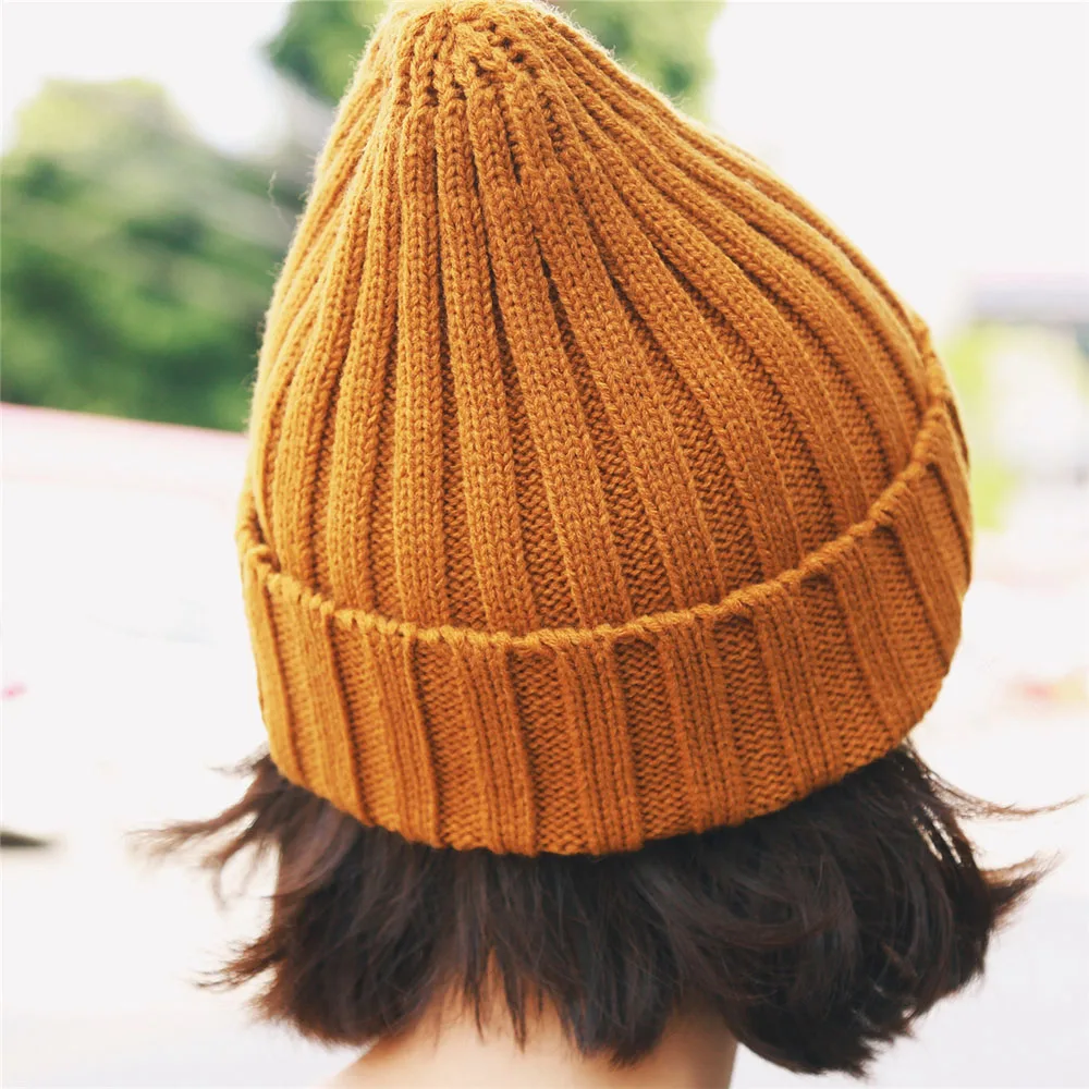 New Candy Colors Winter Women Knitted Hat Warm Soft Trendy Kpop Style Wool Beanie Elegant All-match Cap