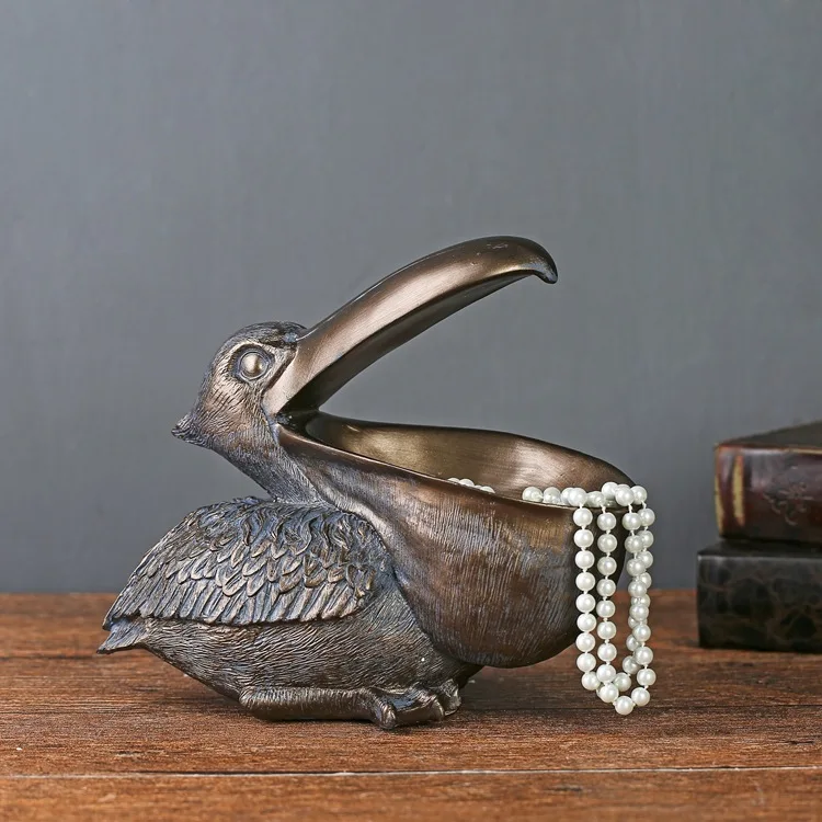 Nordic geometric pelican bird resin statue art Key Sundries Storage case sculpture living room furnishings home decoration a0066
