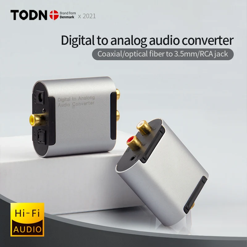 TODN Konwerter audio Digital a analógico, wzmacniacz 0.5tico RCA koncentryczny a L/R, adapter