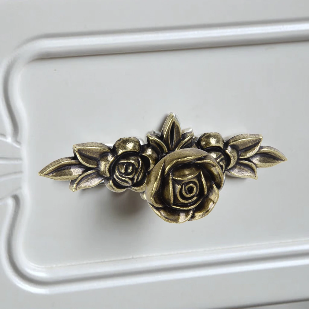 Retro Rose Furniture Handle Drawers Knob for Kitchen Cabinet Door Cupboard Wardrobe Bin Home Furniture Rose Pulls Handles