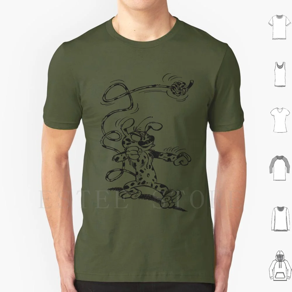 Marsupilami boxeo camiseta negra estampado algodón cómic personaje amarillo Andre Spirou Bélgica Francia Fantasio Pet Magazine