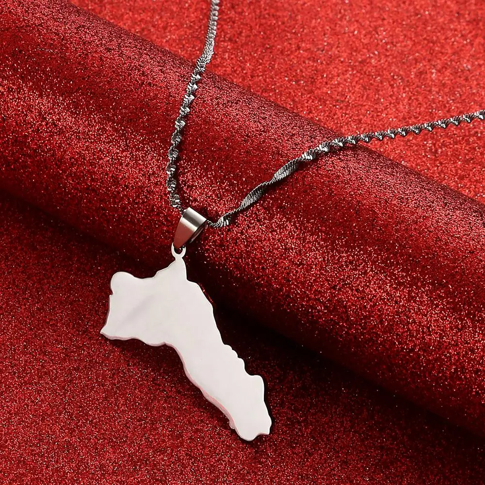 Stainless Steel Kurdistan Map Pendant Necklaces Trendy Kurdish Flag Map Chain Jewelry