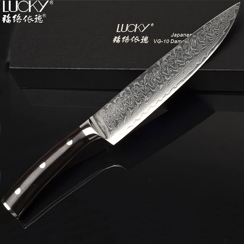 Imagem -02 - Japanese Damascus Steel Core Chef Gyuto Faca de Cozinha Cozinhar Ferramenta com Cabo de Madeira Vg10 67 Camadas