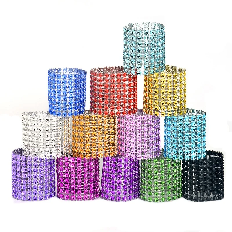 10pcs Gold Silver Napkin Ring Chairs Buckles Wedding Event Decoration Crafts Rhinestone Bows Holder Handmade Party Supplies