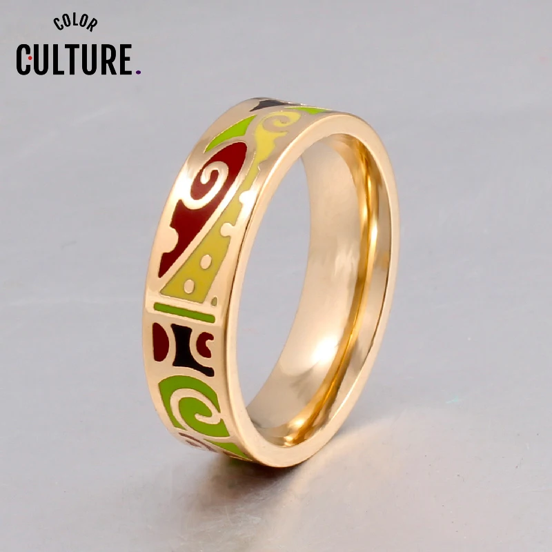 Color Culture Gold Color Rings for Women Elegant Enamel Fashion Jewelry Friends Gift