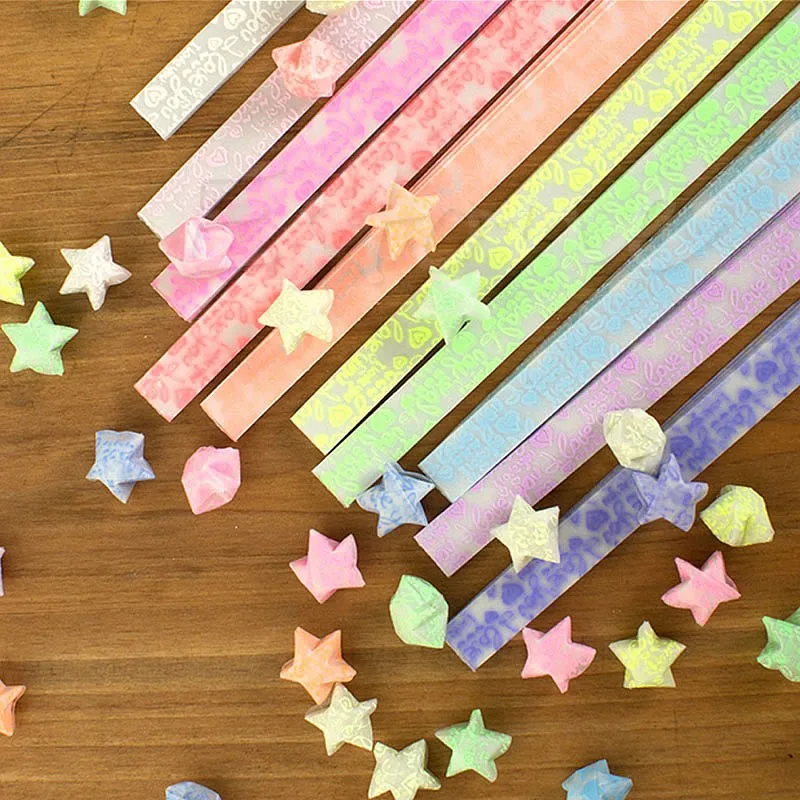 Glow in Dark Lucky Star Origami Folding Plastic Strip Paper 