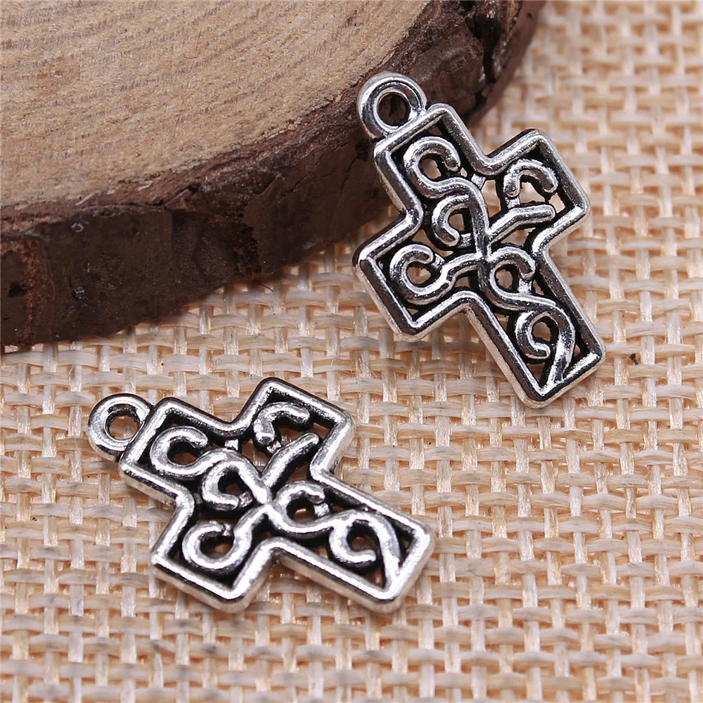 free shipping 59pcs 19x12mm antique silver cross charms diy retro jewelry fit Earring keychain hair card pendant accessories