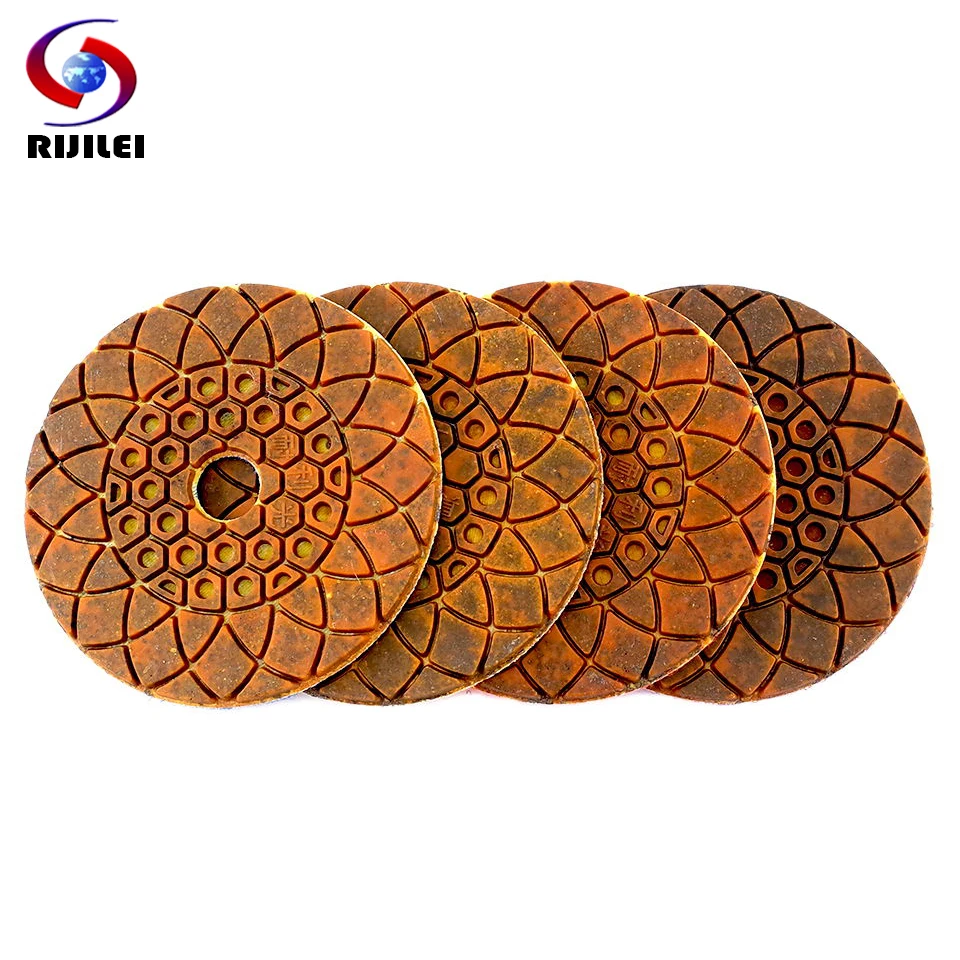 Rijilei-bonded Diamond Polishing Pads Disco de Moagem Cobre Metal Concreto Granito Mármore Pedra Molhado Seco 100 mm Pcs