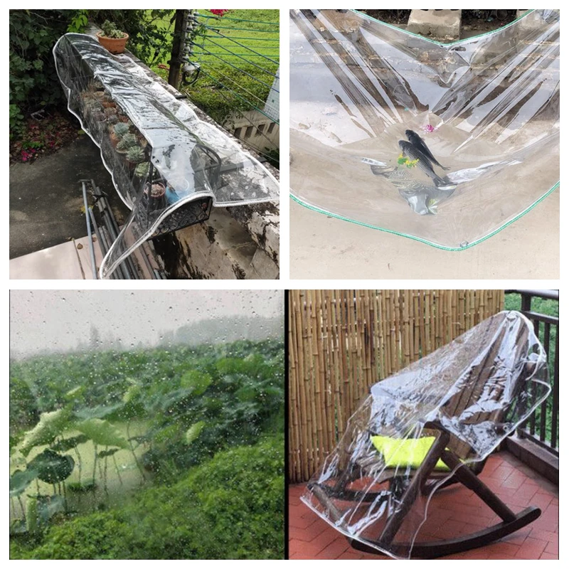 Thick 0.3mm Transparent PVC Rainproof Cloth Balcony Bonsai Succulent Plants Keep Warm Tarpaulin Pet Dog House Cover Waterproof