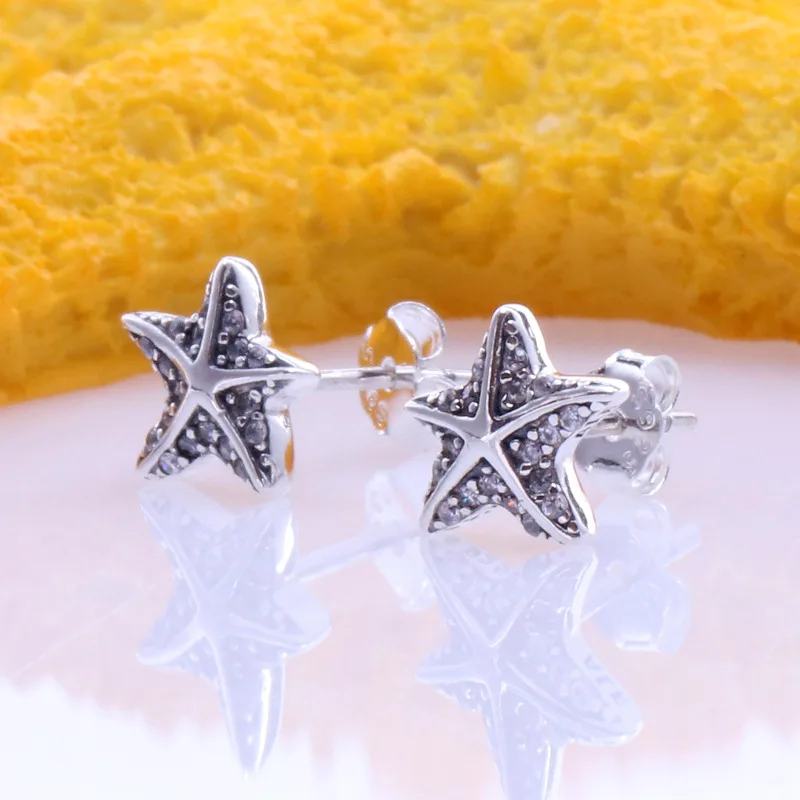 

S925 Sterling Silver Tropical Starfish pan Earrings