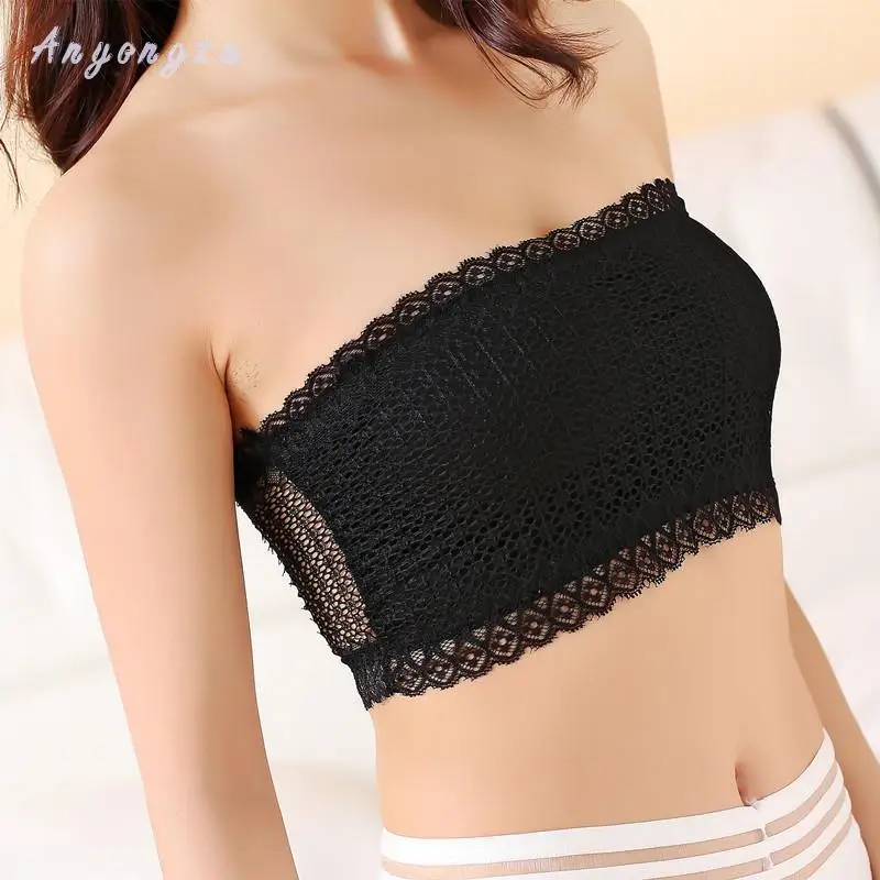 New Spring Summer Strapless Wrapped Chest Short Thin Black Underwear Bra Without Backing Wwomen's Clothing Accessories