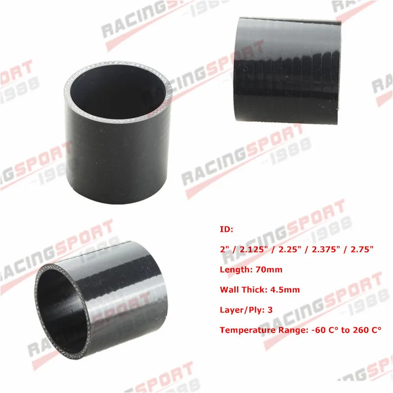 

3Ply 2"/ 2.125" / 2.25" / 2.75" Straight Reducer Silicone Hose Coupler Pipe