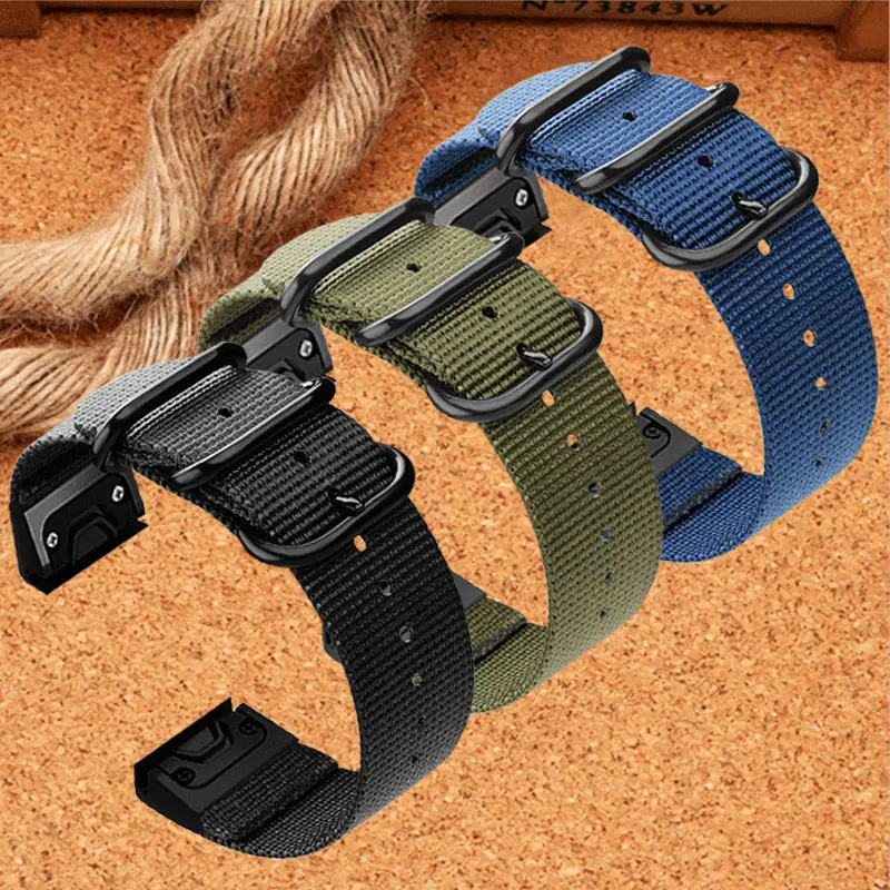 

Nylon Canvas watchband black blue army green wristband fit Gramin fenix3 HR / 5 / 5x / 5S plu smart watch accessories