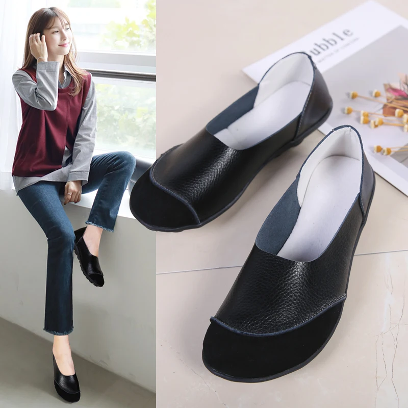 10 Colour 2020 Autumn Women Genuine Leather Oxford Handmade Slip On Soft Bottom Casual Flats Shoes for Female Loafers Walking