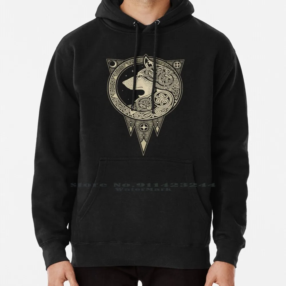 Norse Ulv Hoodie Sweater 6xl Cotton Raidho Scandinavian Mythology Mystical Animals Husky Dog Norse Wolf Graphic Pagan