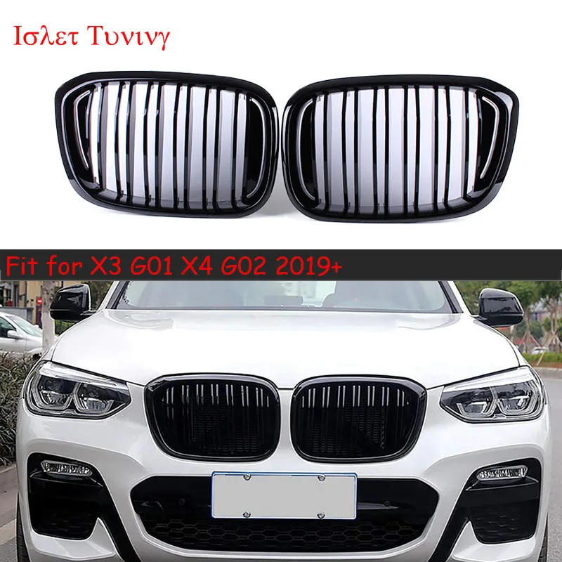 G01 Pre Lci Gloss Black Front Bumper Racing Grille for BMW X3 G01 X4 G02 Kidney Grill 2019 2020+