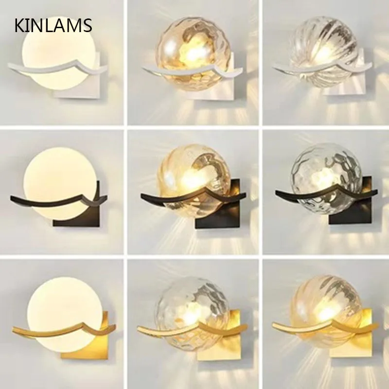 

Creative Round Glass Bedside Wall Lamp LED Modern Decoration Minimalist Wall Lamp Living Room Study Interior Lighting