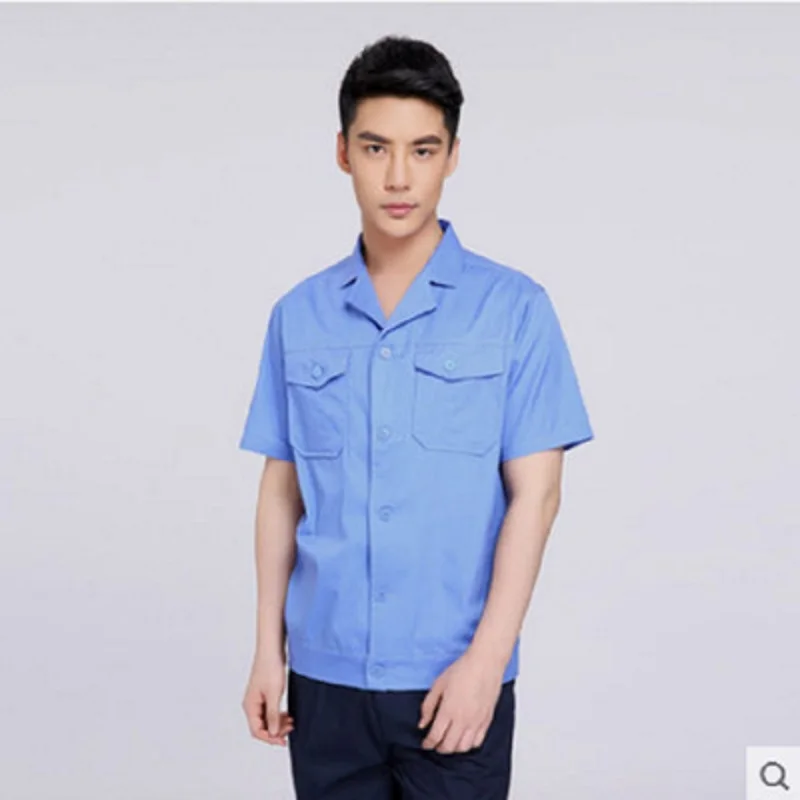 

Short sleeve smock ChangFu summer men's and women's summer tooling workshop labor insurance