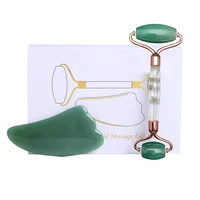 Set de Rodillo de Cuarzo y Gua Sha con Flores