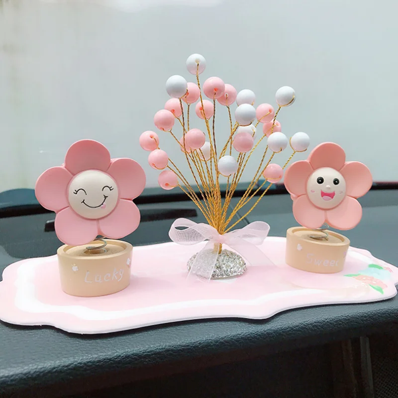 Car Shaking Head Sunflower Decoration Cute Sun Flowers Shake Head Ornament Car Interior Accessories Tabletop Gift Collection Toy 5