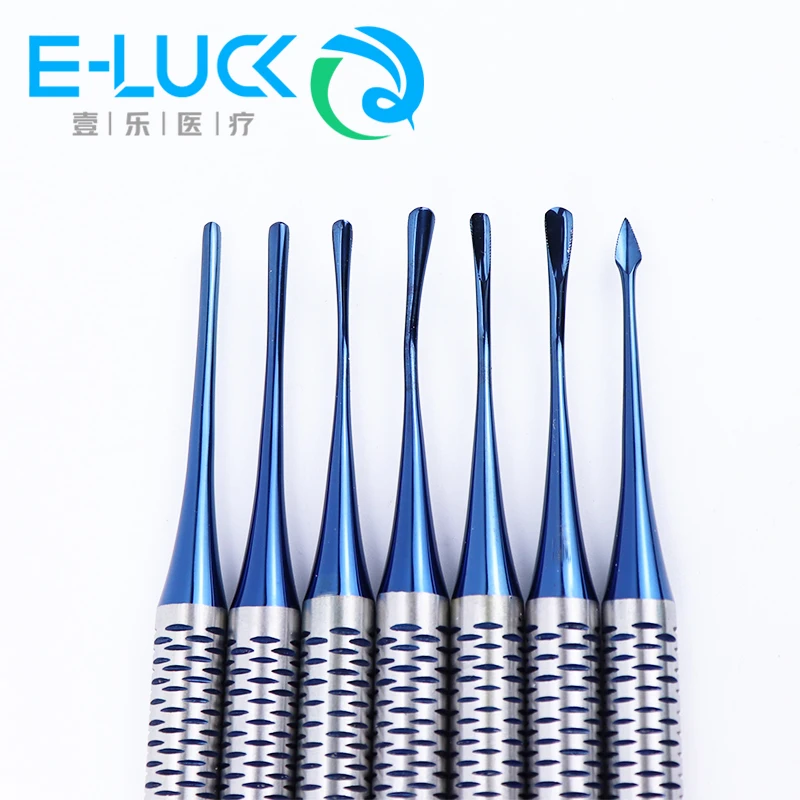 7pcs/set Dental Tooth Extracting Tools Titanium Alloy Steel Minimally Invasive Tooth Extracting Elevator Set Implant Instrument