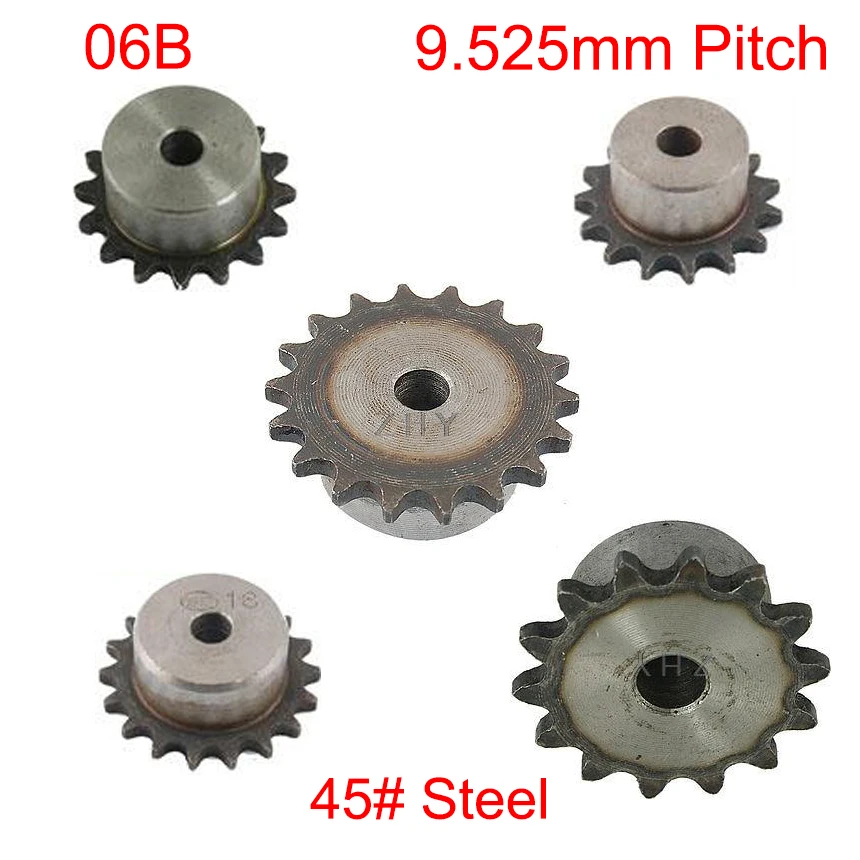 

06B 46 47 48 49 50 Tooth 16mm Pilot Bore 9.525mm Pitch Single Row Simplex Conveying Gathering Gear Chain Drive Sprocket Wheel